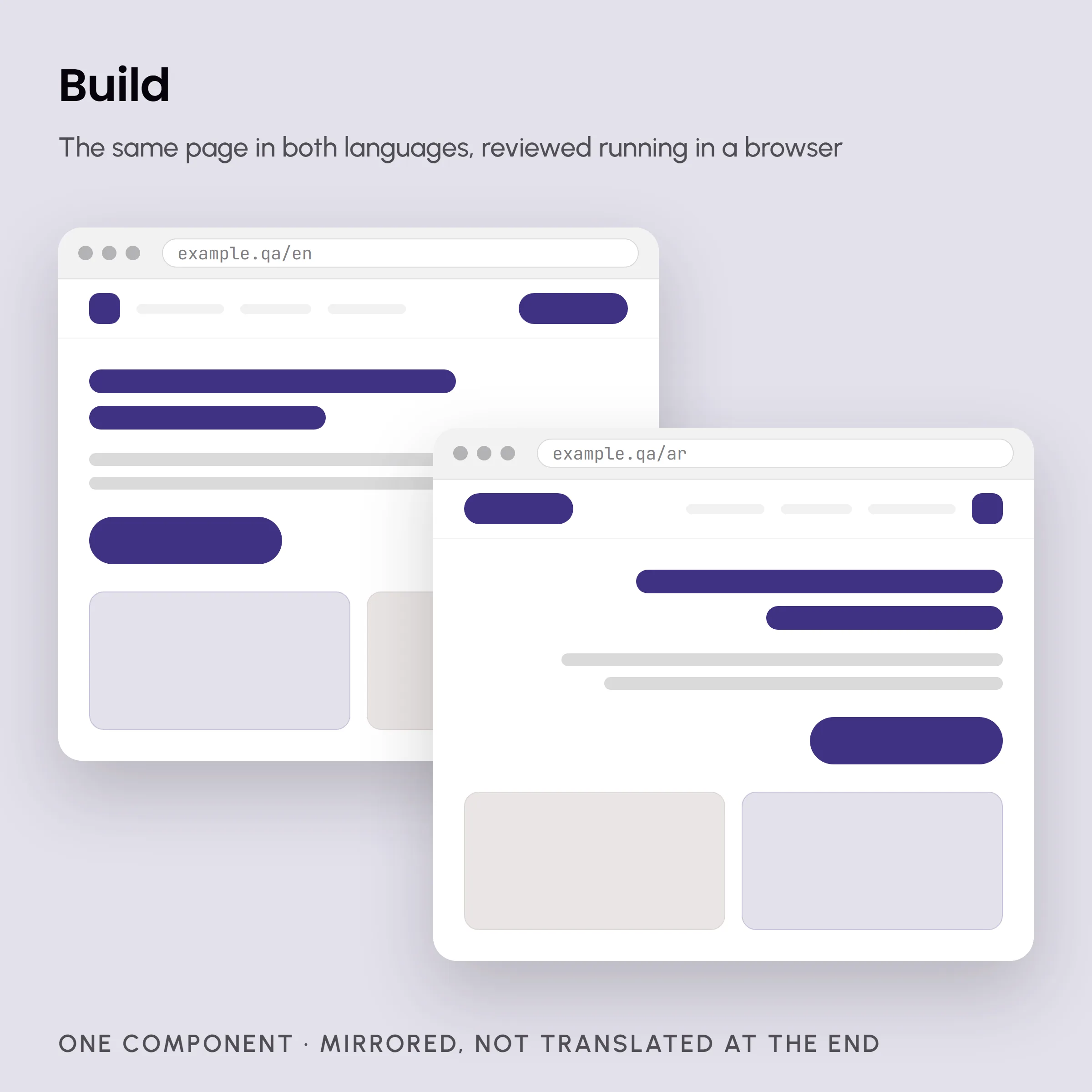 The same page under construction in EN and AR